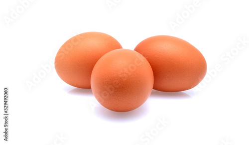 three eggs isolated on white background