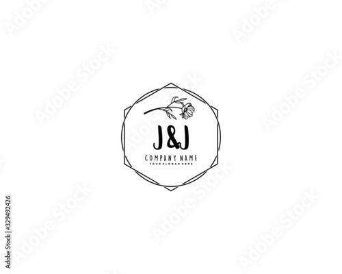 Letter JJ handwrititing logo with a beautiful template photo