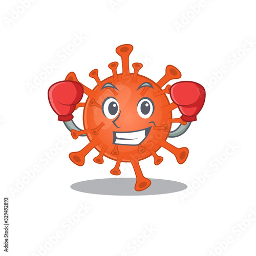 A sporty deadly corona virus boxing mascot design style