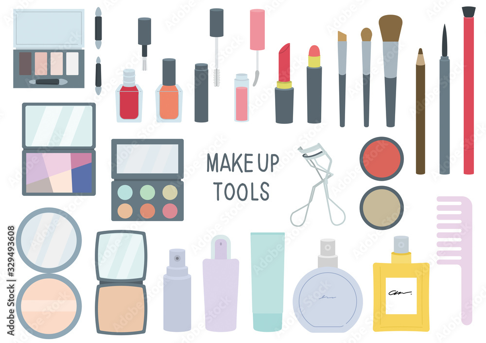 メイク道具 おしゃれ セット イラスト Stock ベクター | Adobe Stock