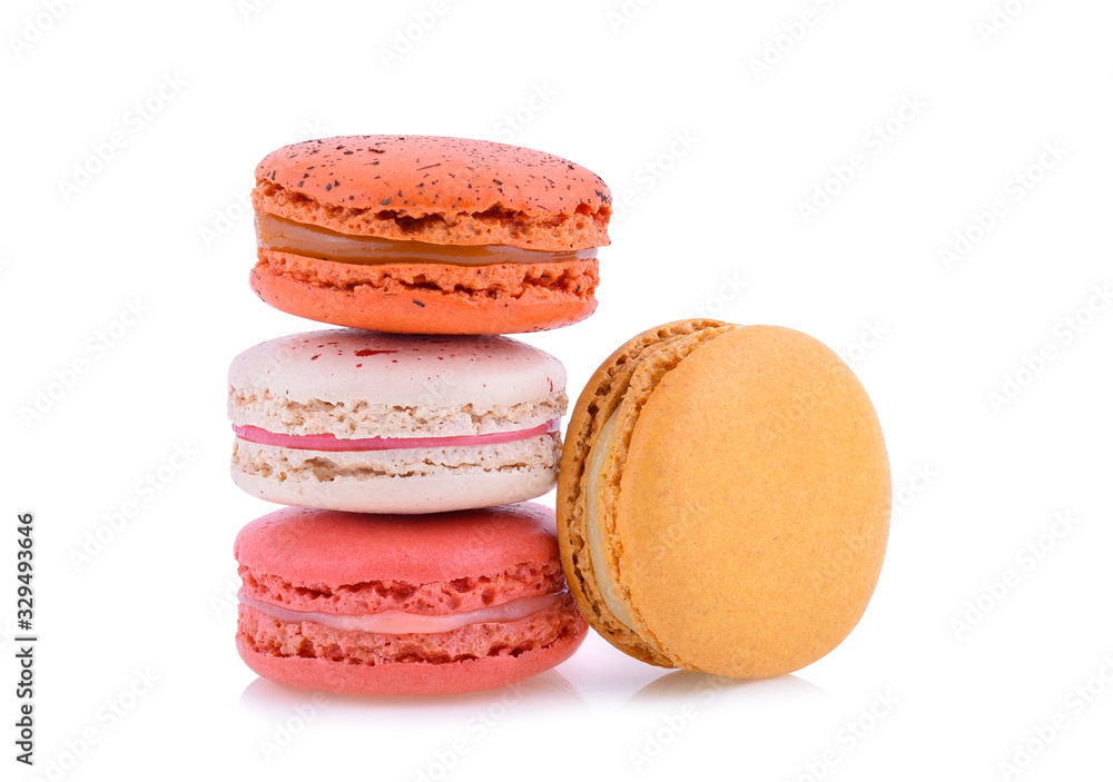 Sweet colorful macarons isolated on white background. Sweet colorful macarons isolated on white background.