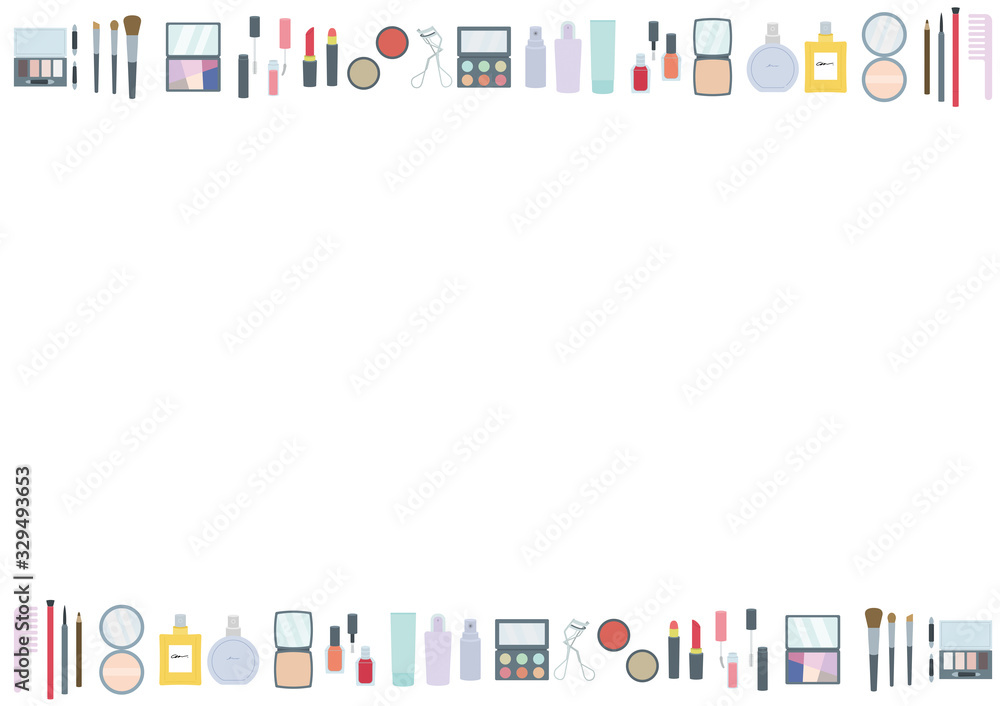 メイク道具 おしゃれ 上下フレーム枠 セット イラスト Stock Vector Adobe Stock