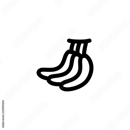 Fresh Bananas Fruit Outline Style Icon Vector Illustration.
