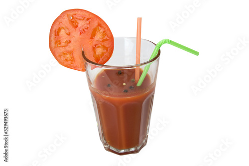 Glass of tomato juice with straw