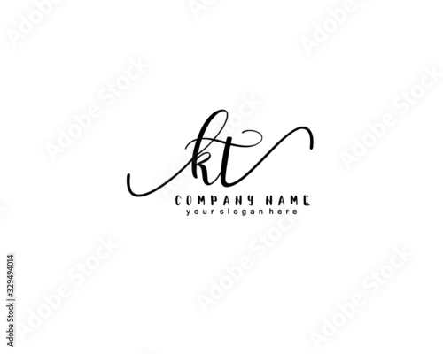 Letter KT handwrititing logo with a beautiful template