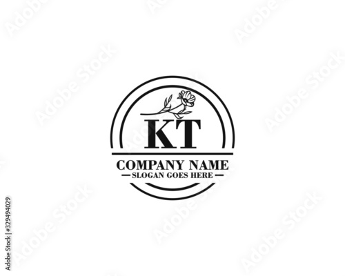 Letter KT handwrititing logo with a beautiful template