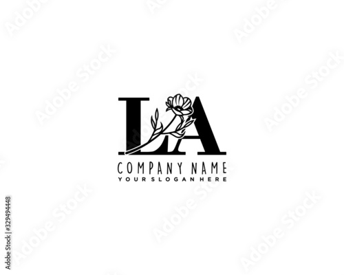 Letter LA handwrititing logo with a beautiful template