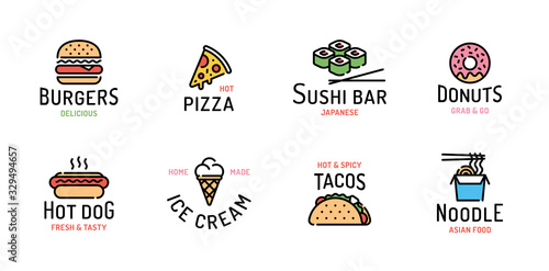 Street Fast Food Logo Set