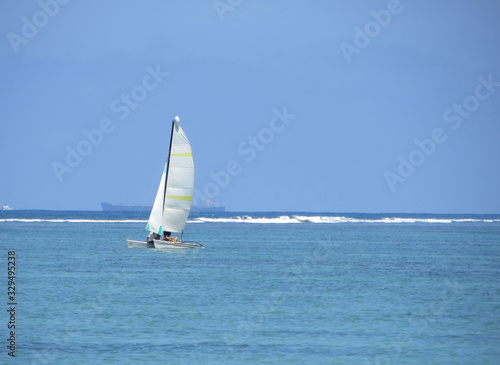 sailing yachts in the blue indian ocean at the equator