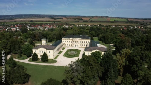 Karolyi Castle, Fehervarcsurgo aerial drone stock video.  photo