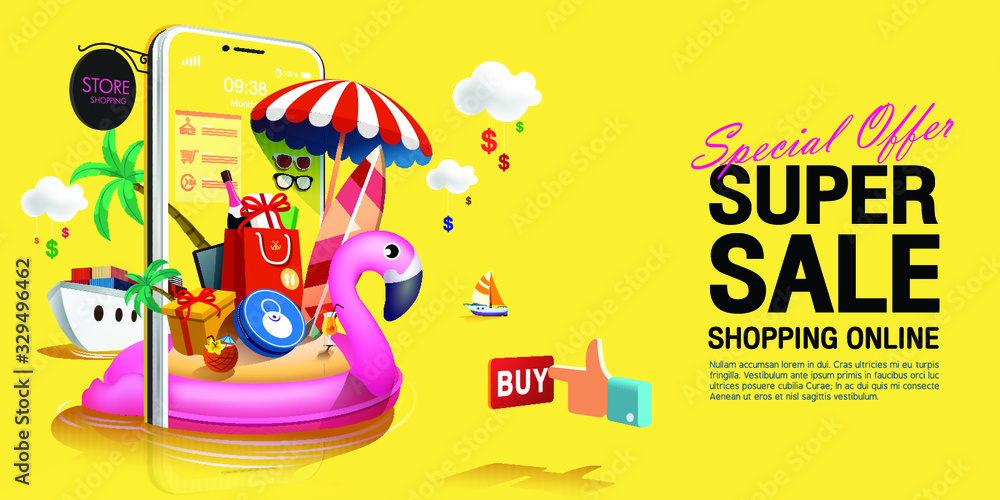 Summer sale in Afternoon concept on mobile application