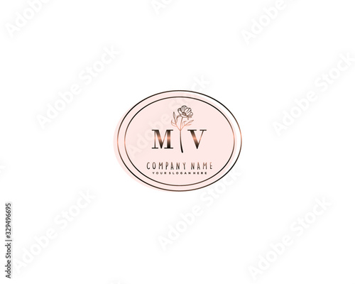 Letter MV handwrititing logo with a beautiful template