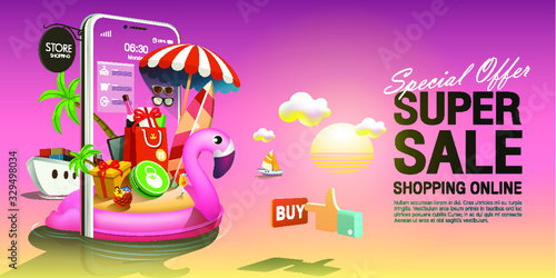 Summer sale in Evening concept on mobile application