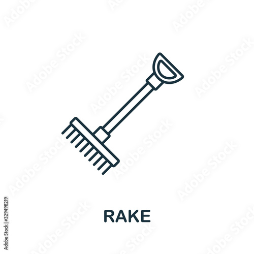 Rake icon from garden collection. Simple line Rake icon for templates, web design and infographics