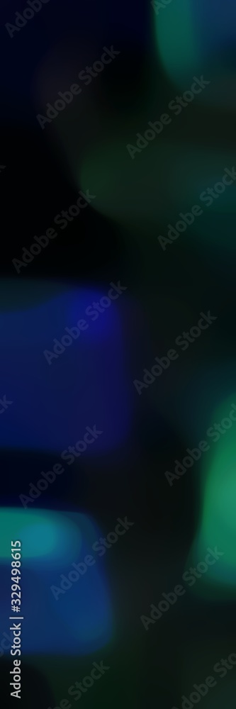smooth iridescent vertical format background bokeh graphic with black, teal green and very dark blue colors and space for text or image