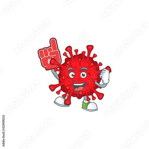 Dangerous coronaviruses presented in cartoon character design with Foam finger