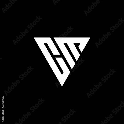 CM Logo letter monogram with triangle shape design template