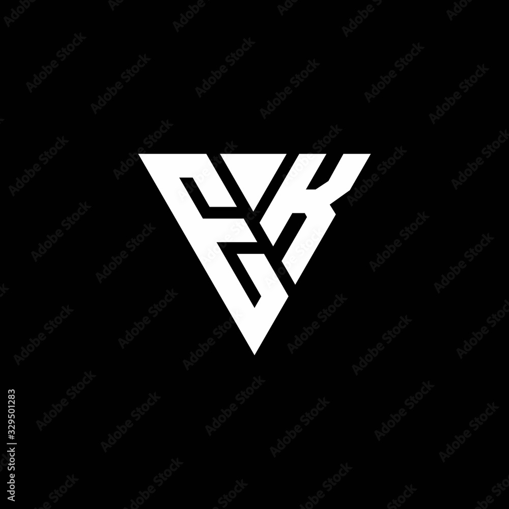 EK Logo letter monogram with triangle shape design template EK Logo letter monogram with triangle shape design template