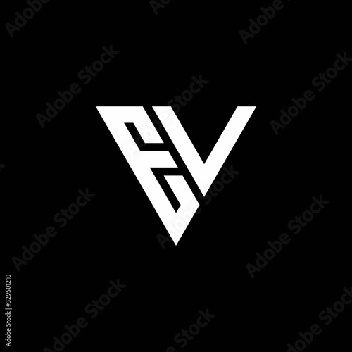 EV Logo letter monogram with triangle shape design template