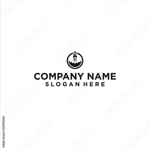Rocket line logo icon design vector