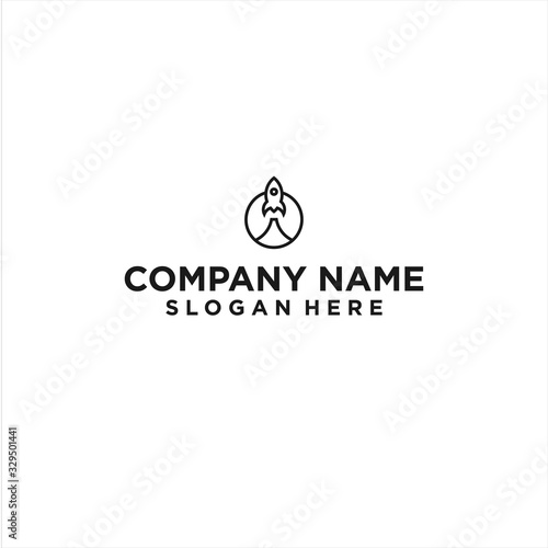 Rocket line logo icon design vector