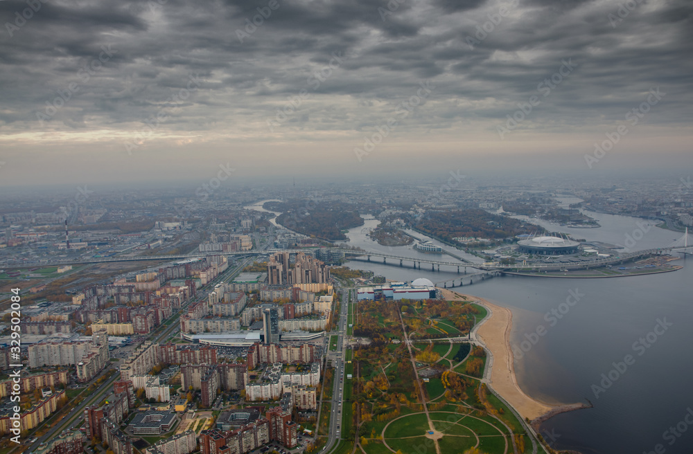 Big city landscapes aerial view