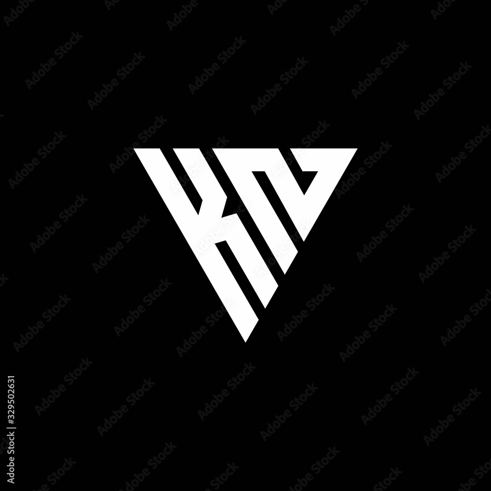 KN Logo letter monogram with triangle shape design template KN Logo letter monogram with triangle shape design template