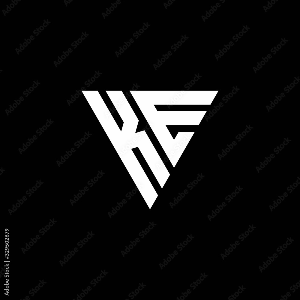 KE Logo letter monogram with triangle shape design template KE Logo letter monogram with triangle shape design template