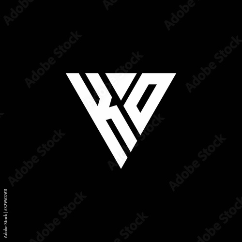 KO Logo letter monogram with triangle shape design template