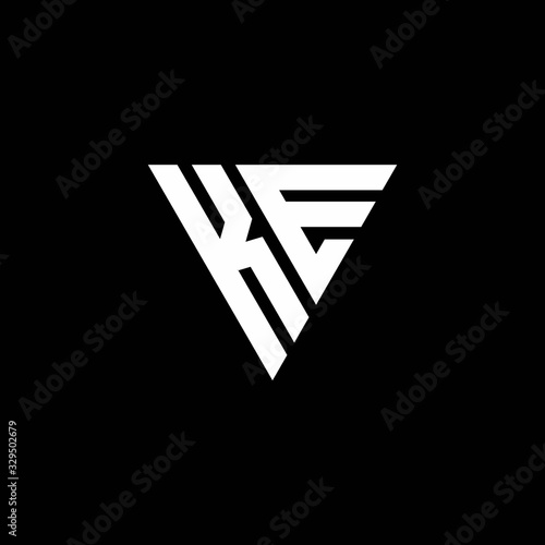 Free Download KE Logo letter monogram with triangle shape design template - GFXLoad