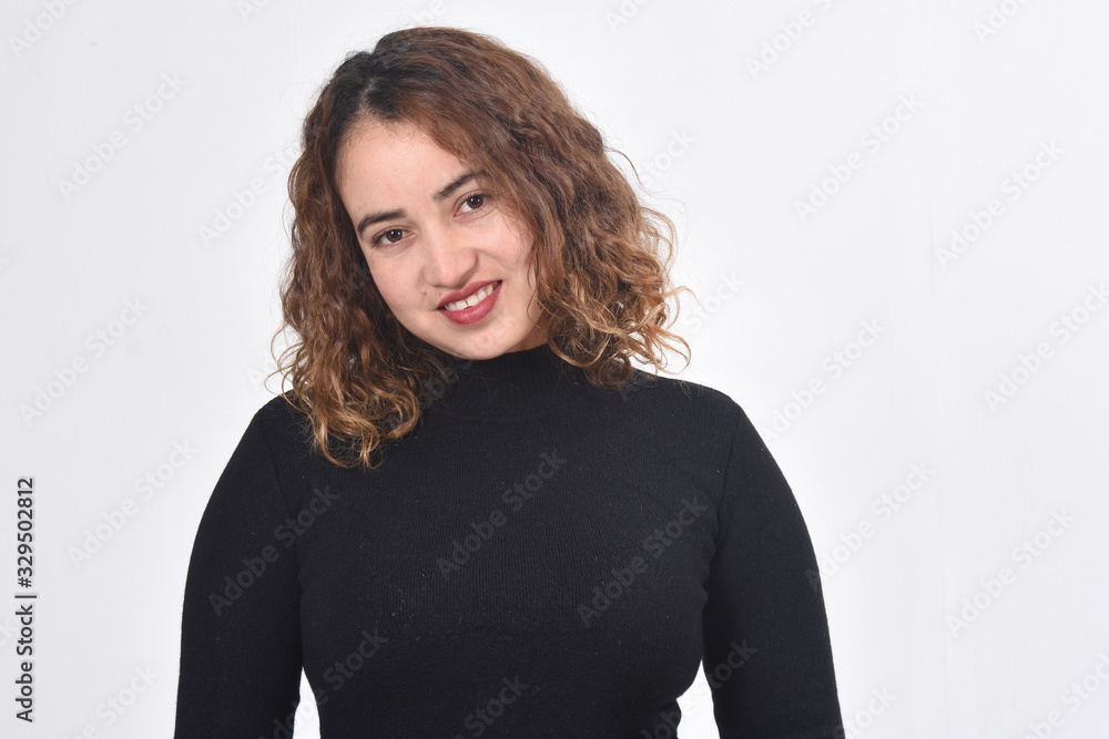 woman with brown hair on white background woman with brown hair on white background