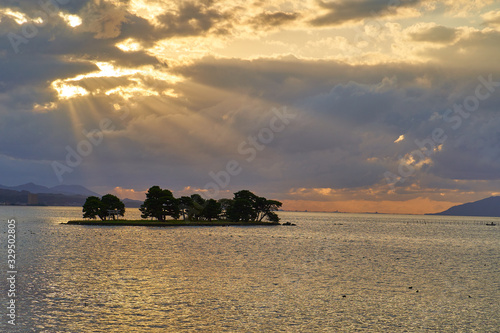 Sunset at Lake Shinjiko in Matsue, Shimane, Japan photo