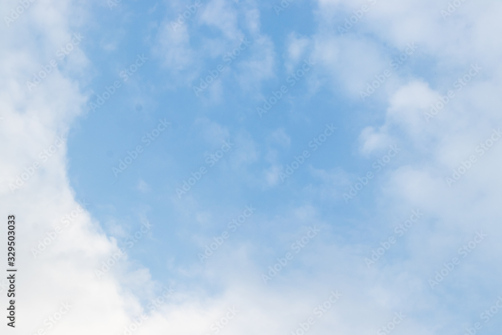 Clear blue sky with white cloud background