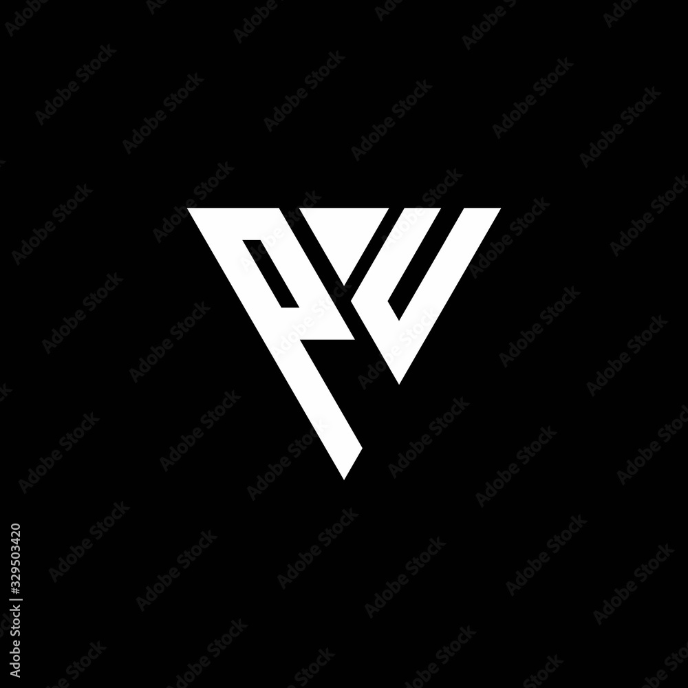 PU Logo letter monogram with triangle shape design template PU Logo letter monogram with triangle shape design template