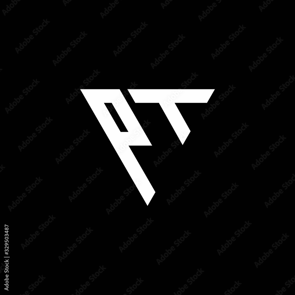 PT Logo letter monogram with triangle shape design template