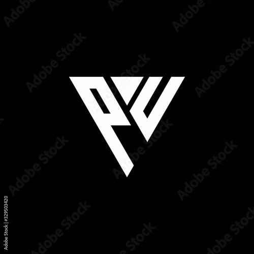 PU Logo letter monogram with triangle shape design template