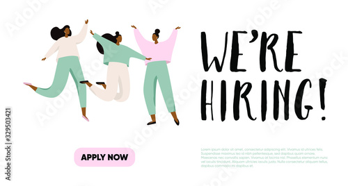 We are hiring illustration concept. Template for web landing page, banner, presentation, social media. Flat vector illustration.