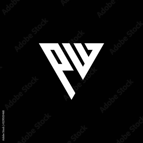 PW Logo letter monogram with triangle shape design template