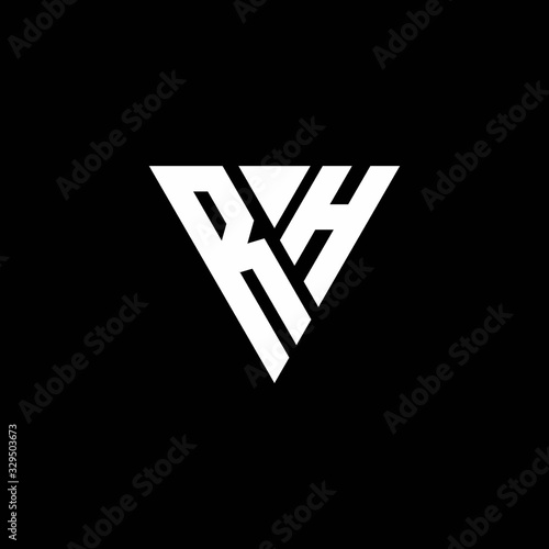 RH Logo letter monogram with triangle shape design template