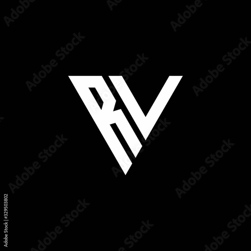 RV Logo letter monogram with triangle shape design template