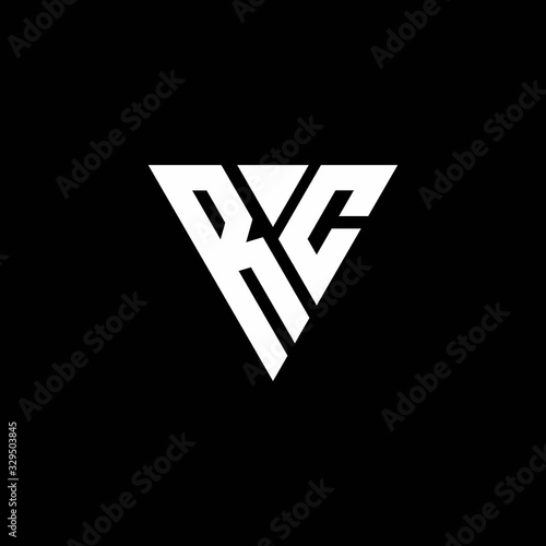 RC Logo letter monogram with triangle shape design template
