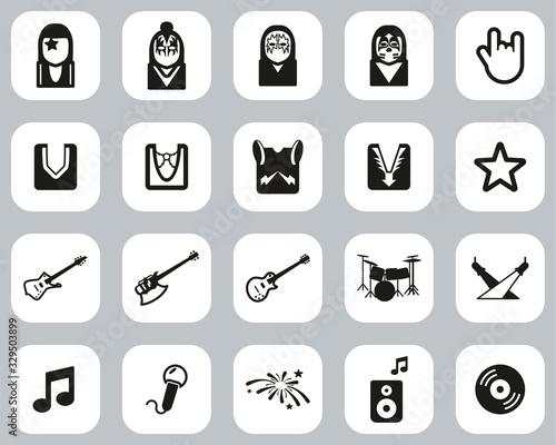 Kiss Band Icons Black & White Flat Design Set Big