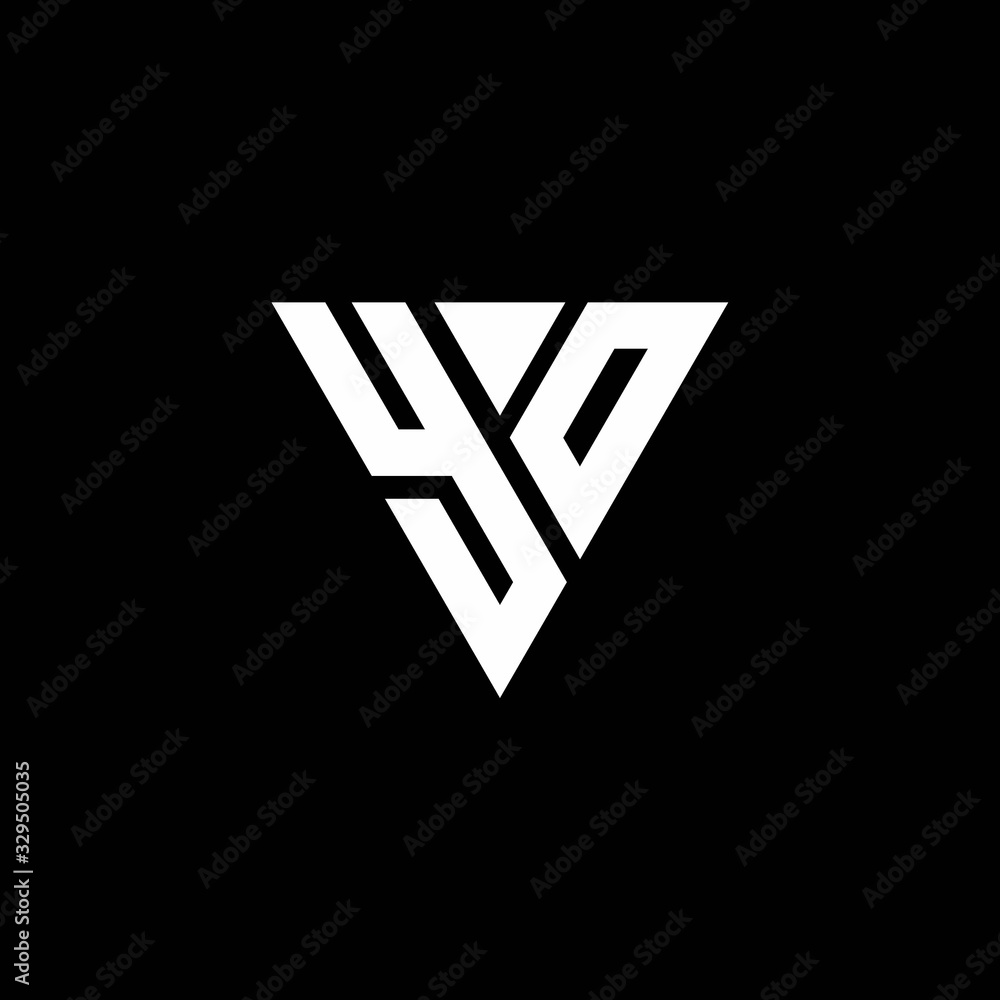 YO Logo letter monogram with triangle shape design template YO Logo letter monogram with triangle shape design template