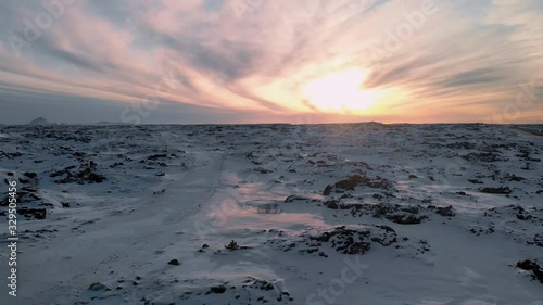 Drone Sunset winter in Iceland