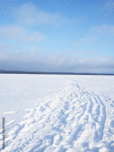 Ice on the lake in winter © enskanto