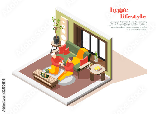 Hygge Lifestyle Isometric Composition