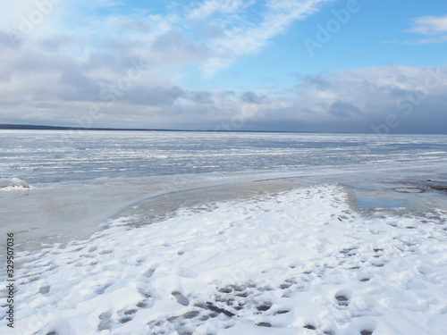 Ice on the lake in winter