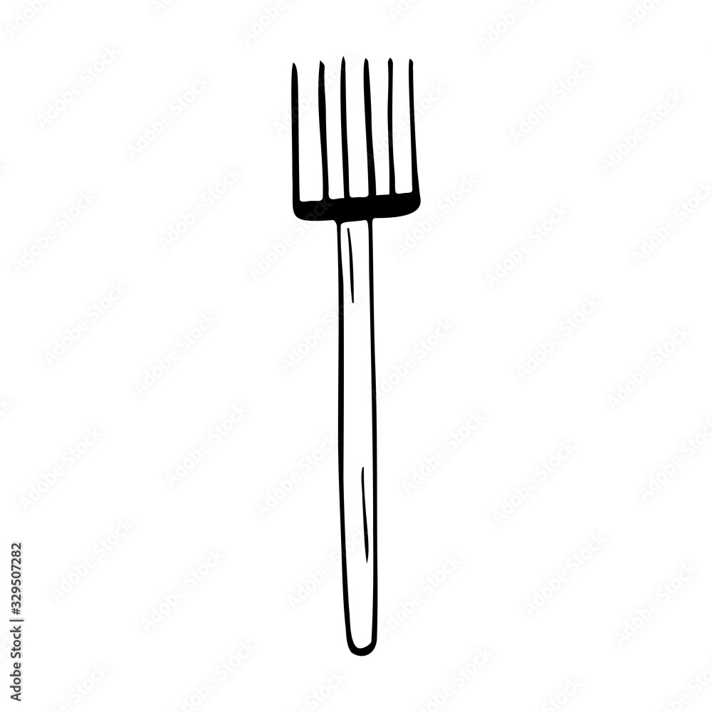 Hand drawn rake, garden tools on a white isolated background. Doodle, simple outline illustration. It can be used for decoration of textile, paper. Hand drawn rake, garden tools on a white isolated background. Doodle, simple outline illustration. It can be used for decoration of textile, paper.