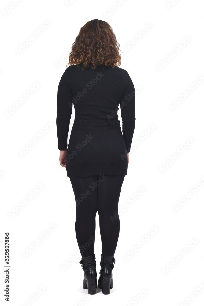 rear view of a woman on white rear view of a woman on white