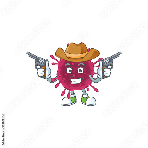 Cool cowboy cartoon design of COVID19 holding guns